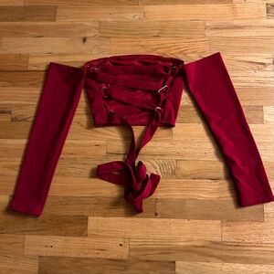 Free people Red Off-Shoulder Crop top XS barely worn
